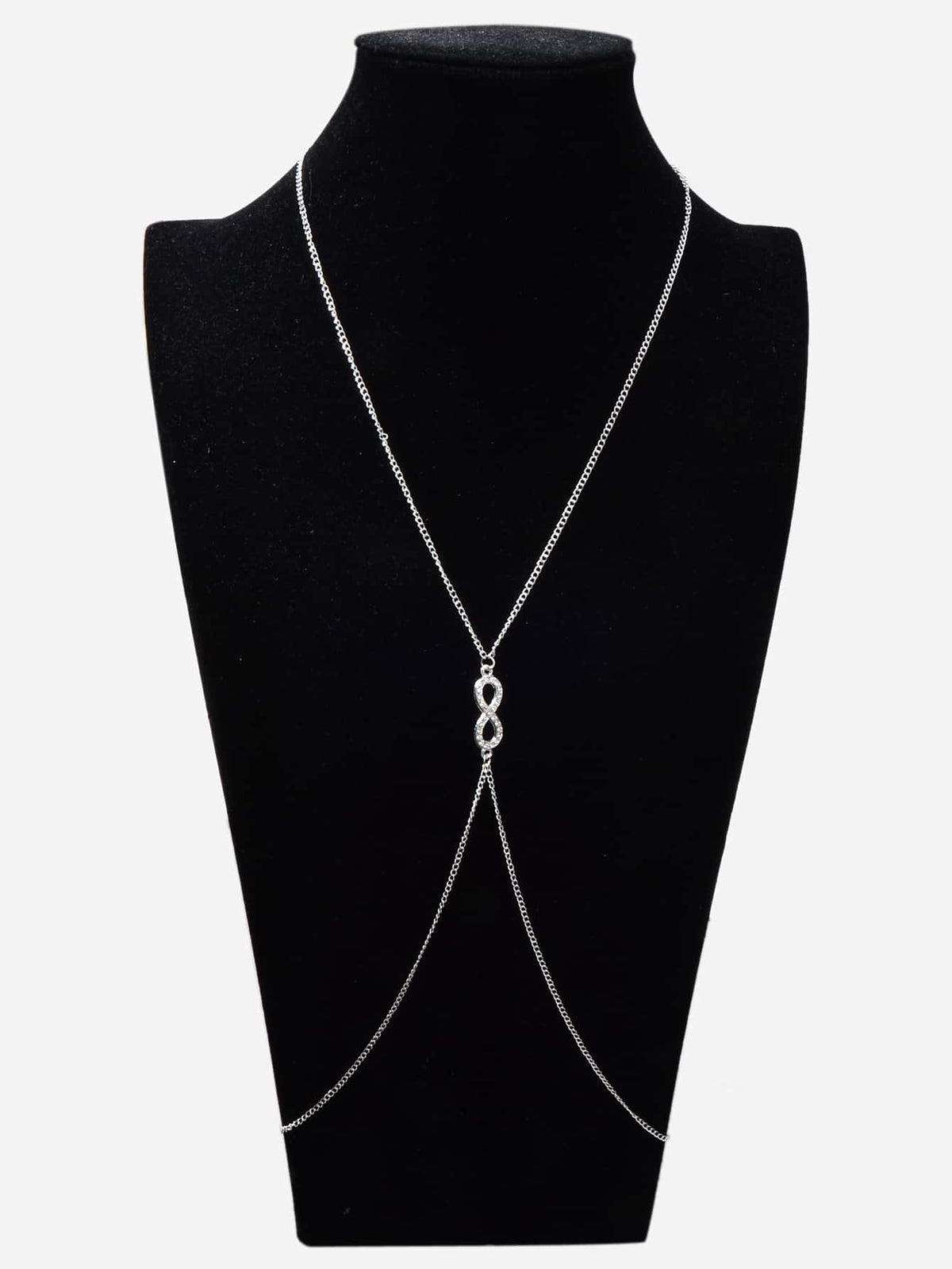 Glamorous Silver Rhinestone Infinity Body Chain Harness Jewellery