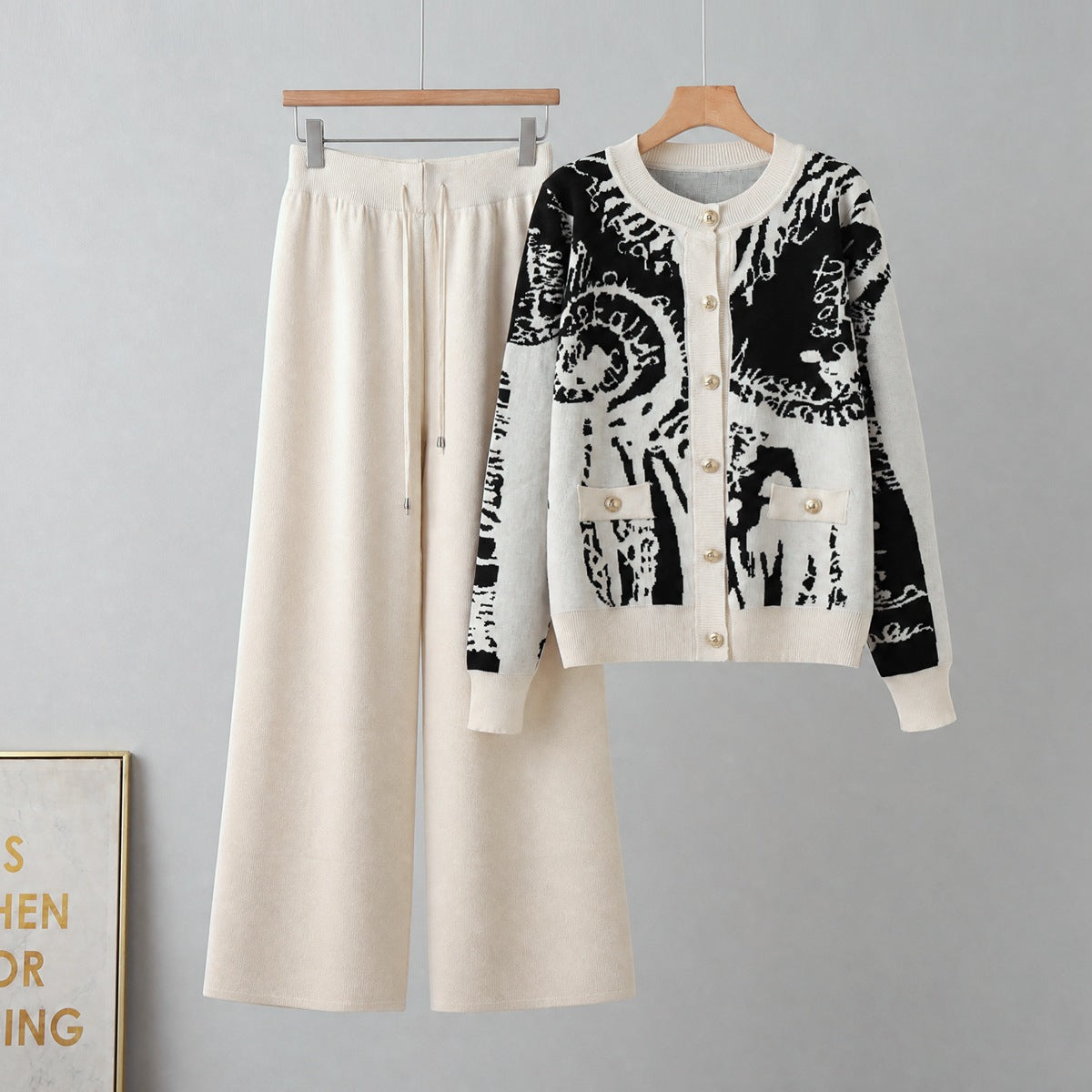 Cardigan sweater two-piece set