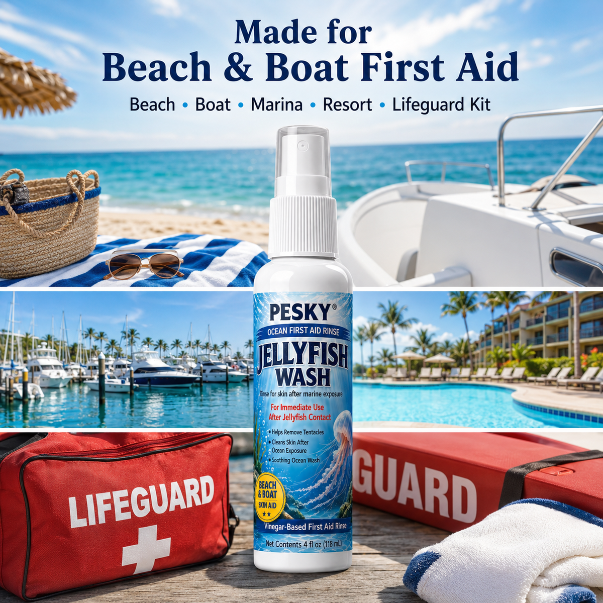 PESKY® Jellyfish Wash – Spray for Marine Stings- for beach bags, boats, dive gear, and coastal first-aid kits-4