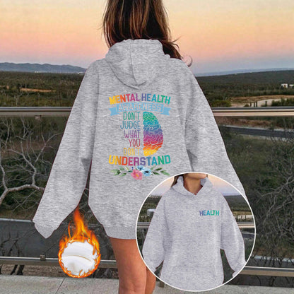 Mental Health Awareness Pattern Printed Hoodie