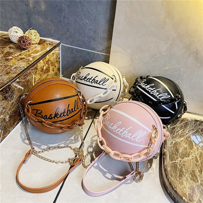leather pink basketball  hand bags