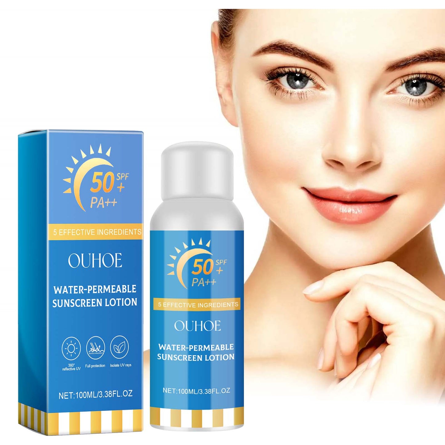 Water-Permeable Sunscreen Lotion, Summer Outdoor Isolation Uv Rapid Film Moisturizing Refreshing Non-Sticky