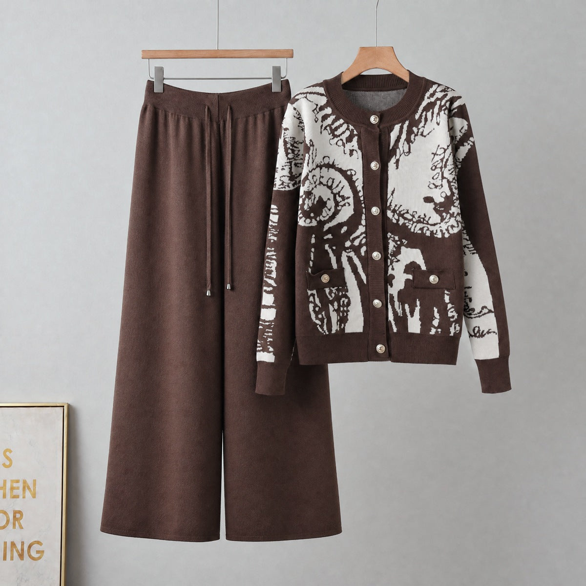 Cardigan sweater two-piece set
