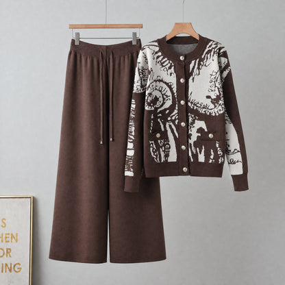 Cardigan sweater two-piece set