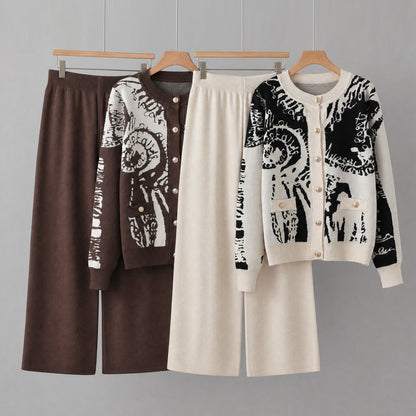 Cardigan sweater two-piece set