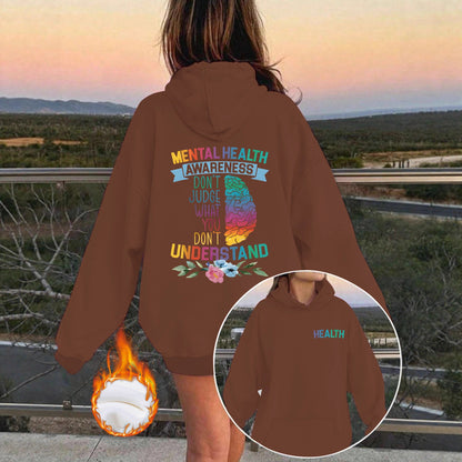 Mental Health Awareness Pattern Printed Hoodie