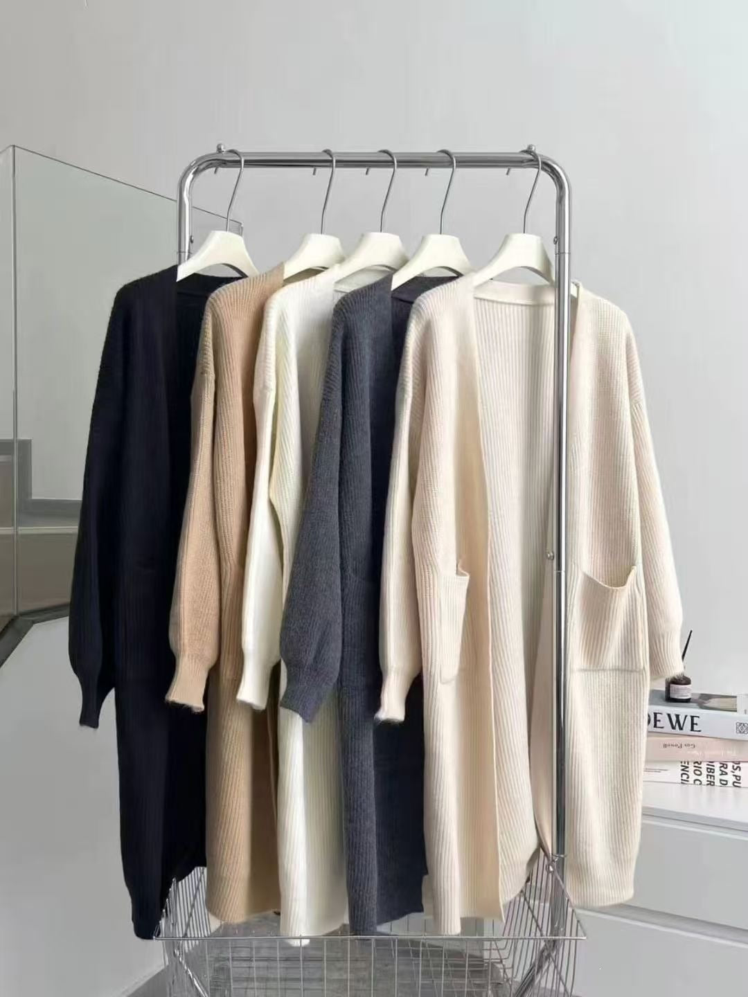 Lazy style long sweater jacket for women