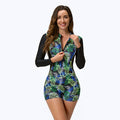 Women's One-Piece Long Sleeve Surf Suit with Flat Bottom
