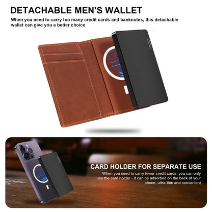 TOYFID Men's Aluminum Alloy Pop-Up Card Holder Wallet with Genuine Leather Cover