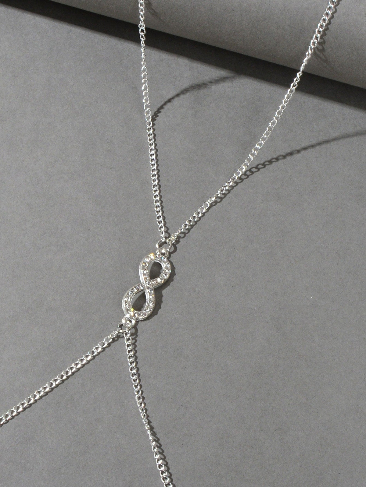 Glamorous Silver Rhinestone Infinity Body Chain Harness Jewellery