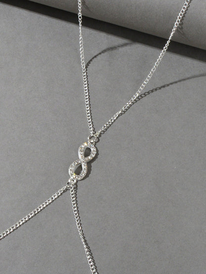 Glamorous Silver Rhinestone Infinity Body Chain Harness Jewellery