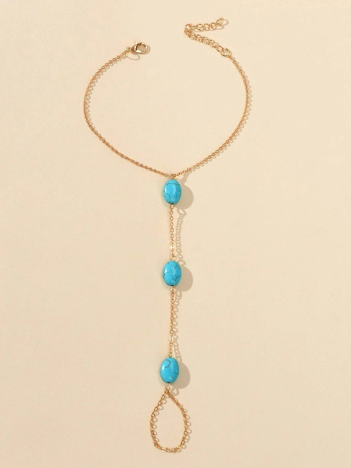 1 pc Bohemian Turquoise Beads Anklet with Toe Ring