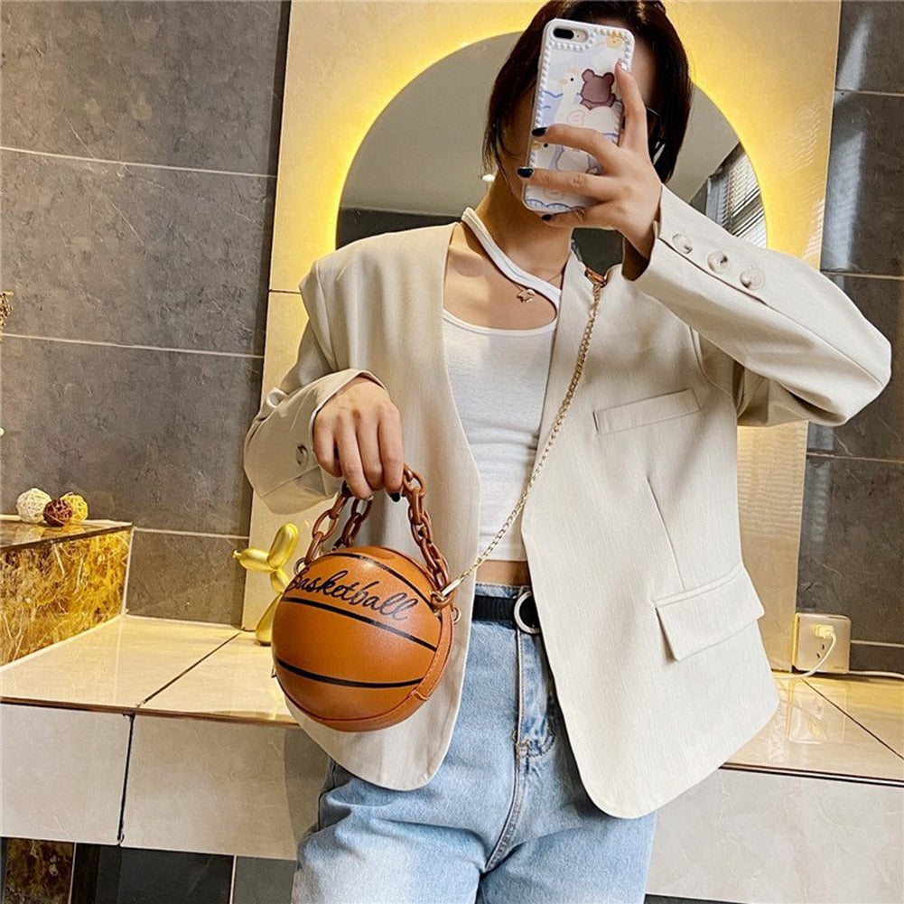 leather pink basketball  hand bags