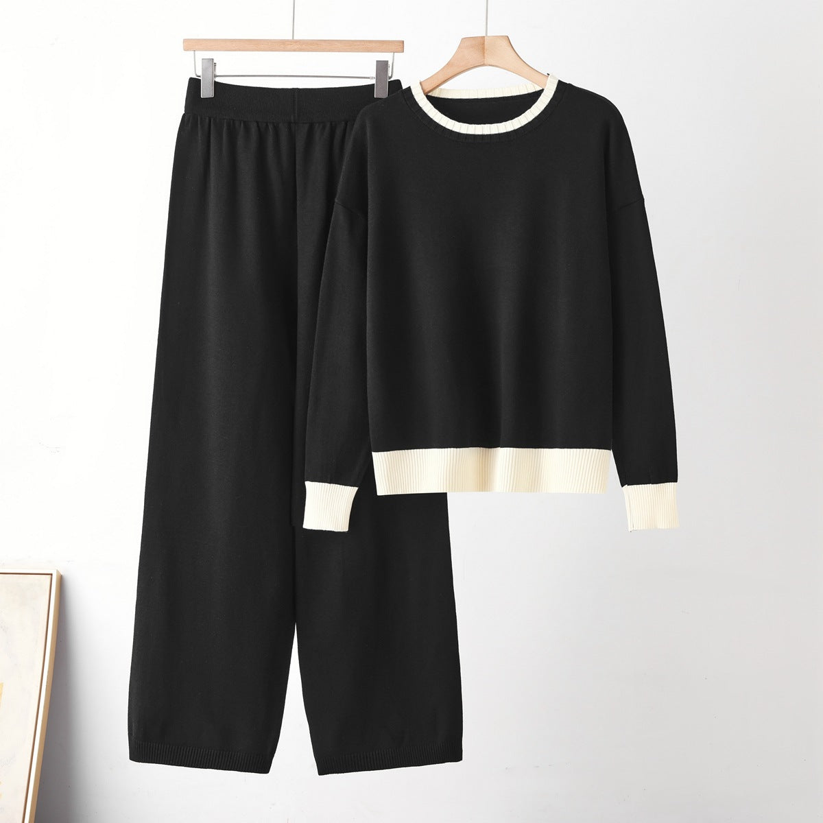 Color blocking round neck two-piece set for women