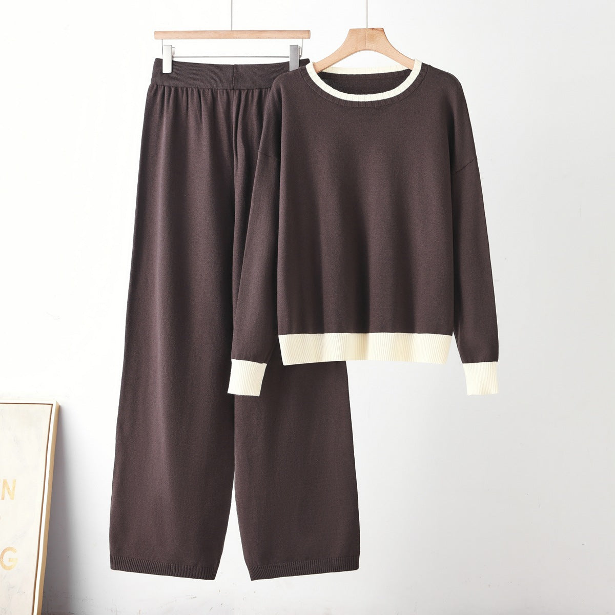 Color blocking round neck two-piece set for women
