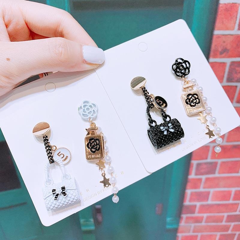 Asymmetrical small fragrance flower tassel earrings