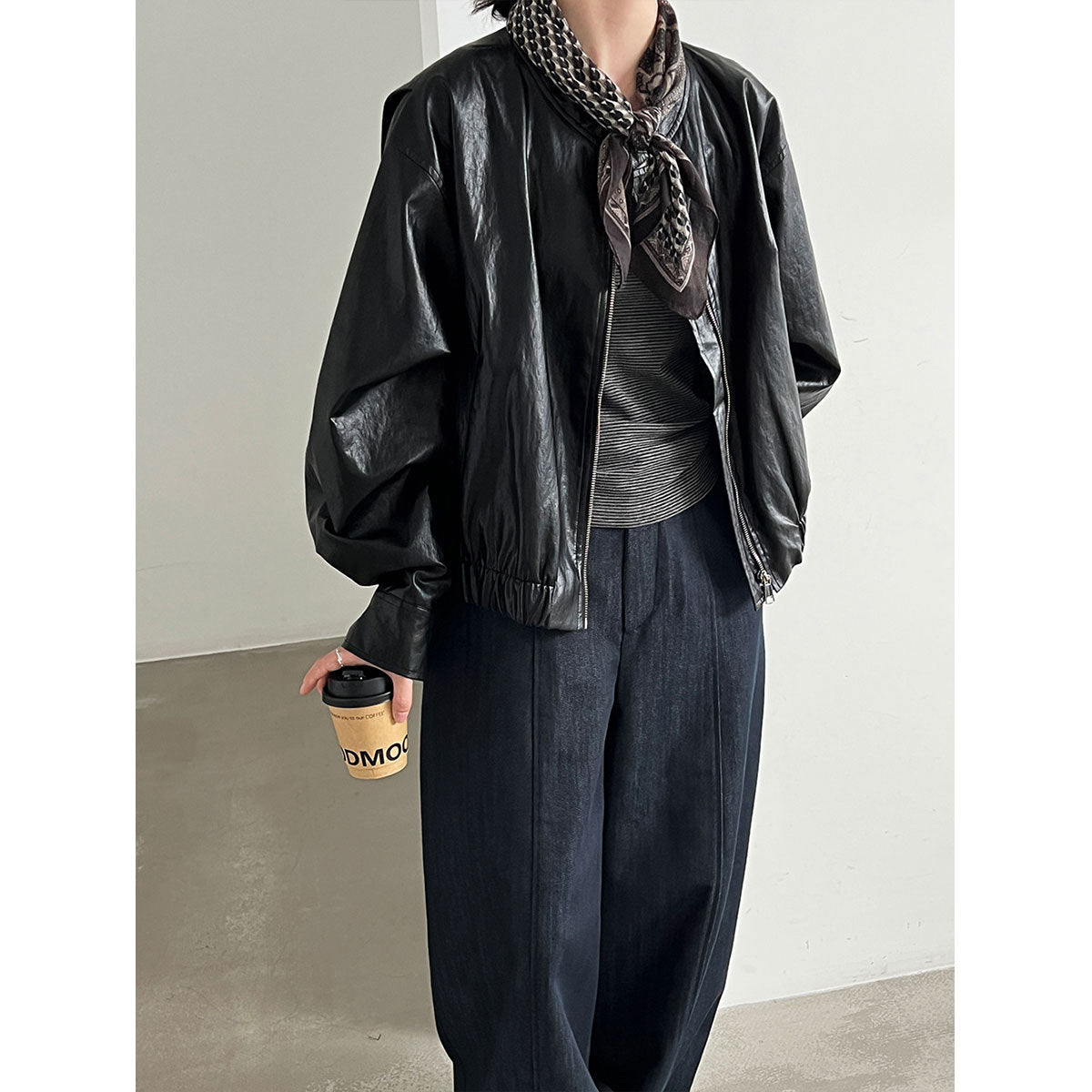 Retro PU Jacket for Women Versatile Leather Coat
