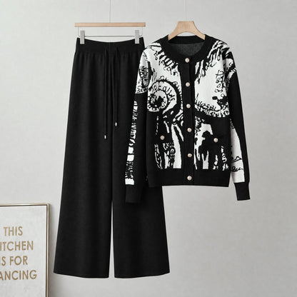 Cardigan sweater two-piece set