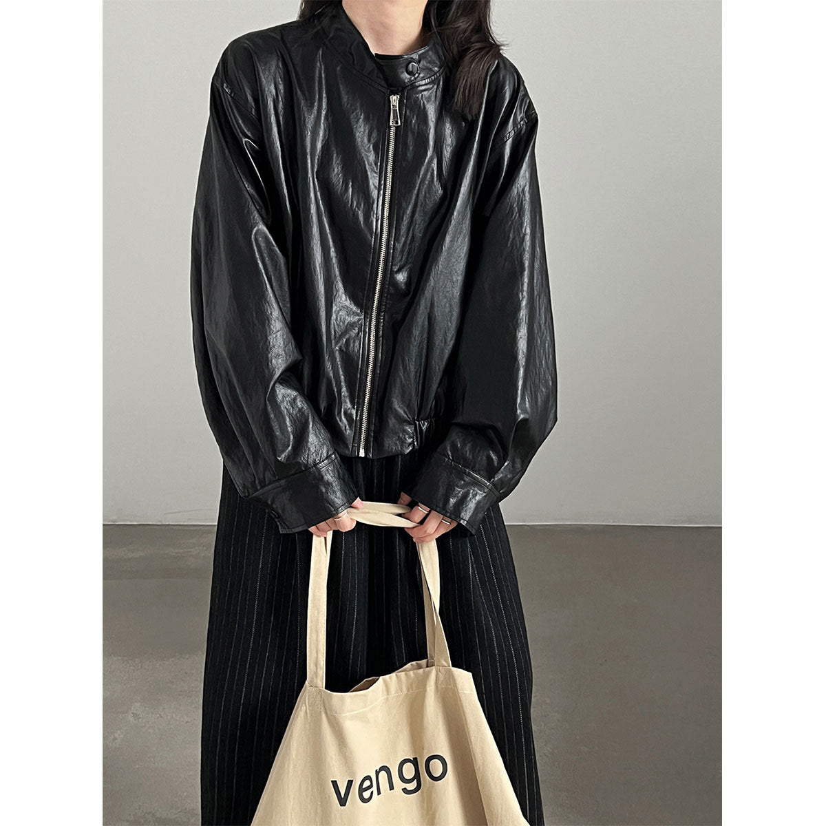 Retro PU Jacket for Women Versatile Leather Coat