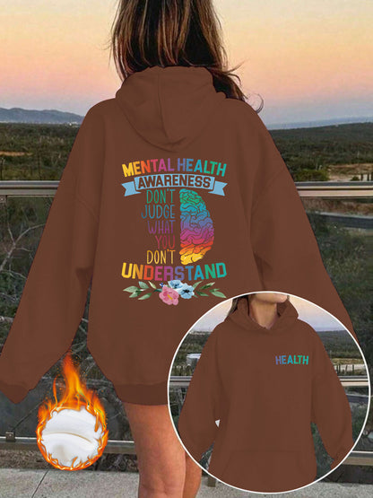 Mental Health Awareness Pattern Printed Hoodie