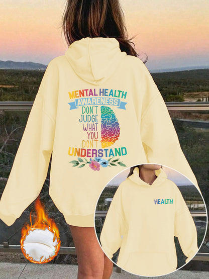 Mental Health Awareness Pattern Printed Hoodie