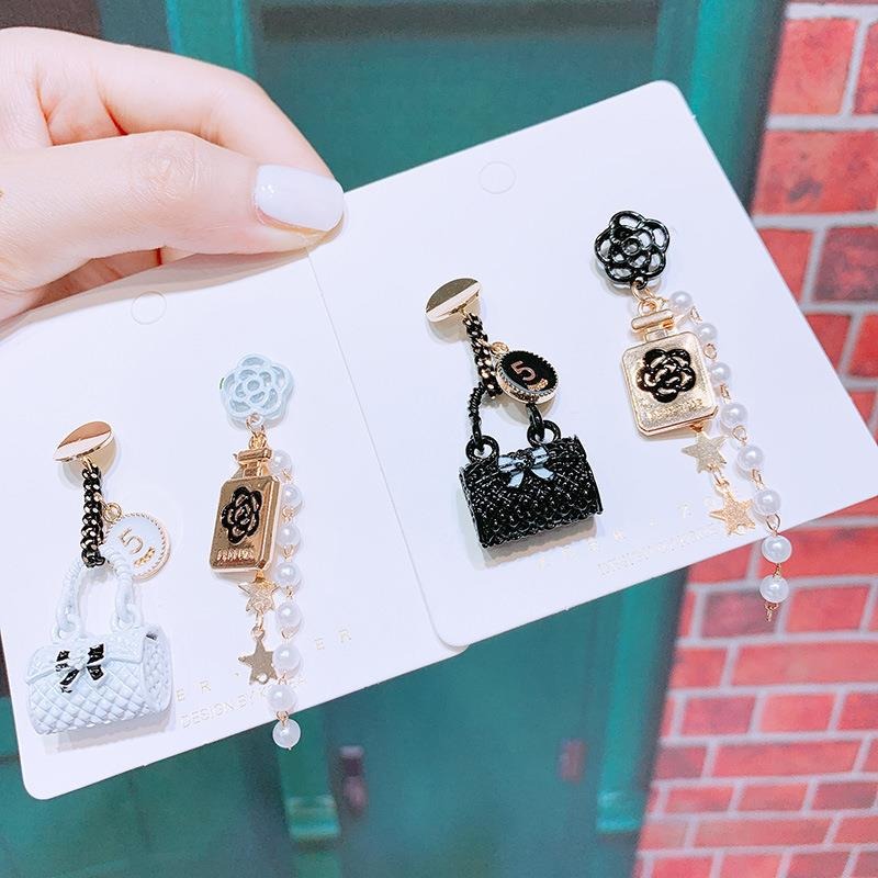 Asymmetrical small fragrance flower tassel earrings