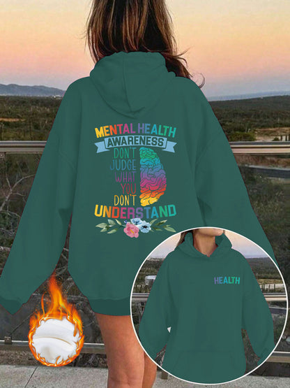 Mental Health Awareness Pattern Printed Hoodie