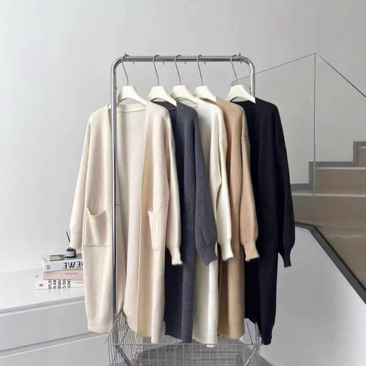 Lazy style long sweater jacket for women
