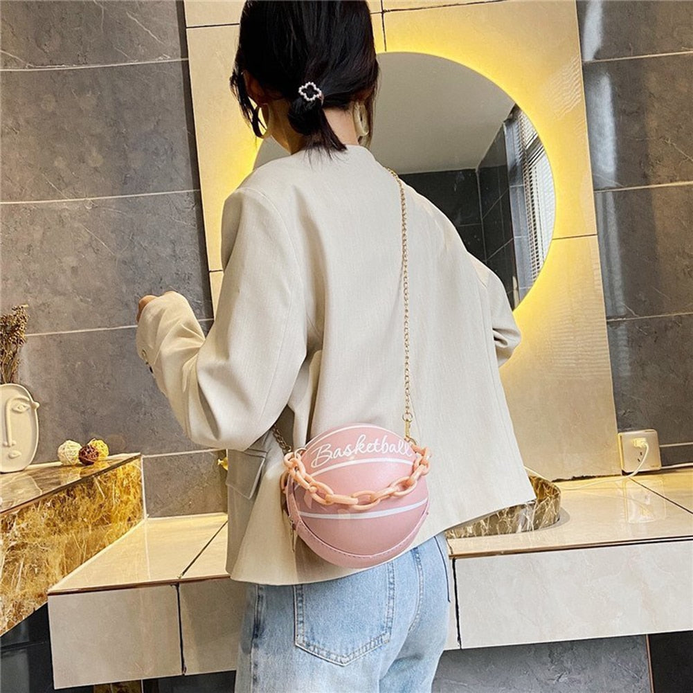 leather pink basketball  hand bags