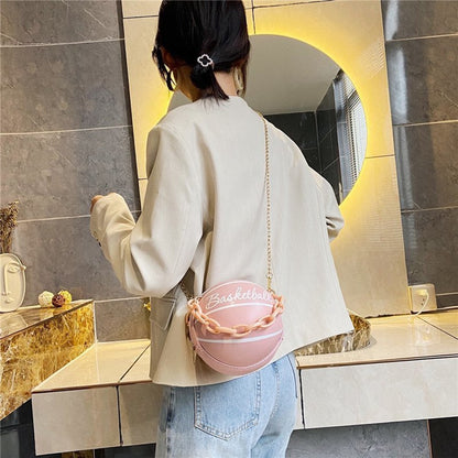 leather pink basketball  hand bags