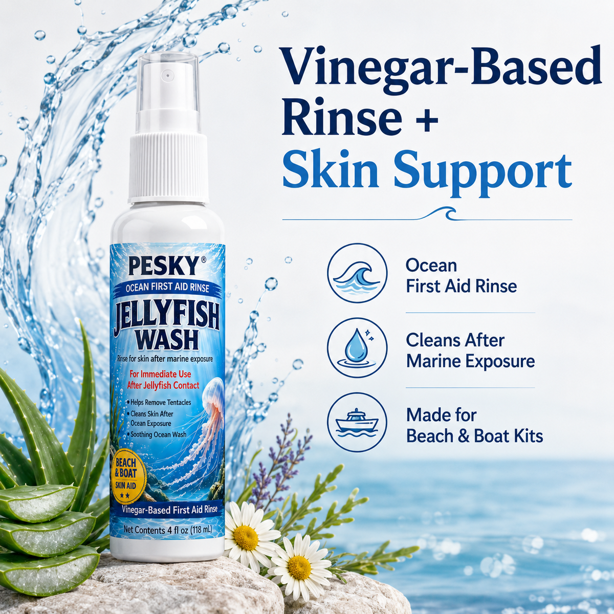 PESKY® Jellyfish Wash – Spray for Marine Stings- for beach bags, boats, dive gear, and coastal first-aid kits-3